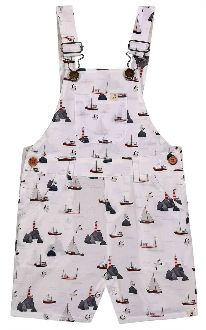 NEW ME & HENRY boy's galleon woven overalls in coastal